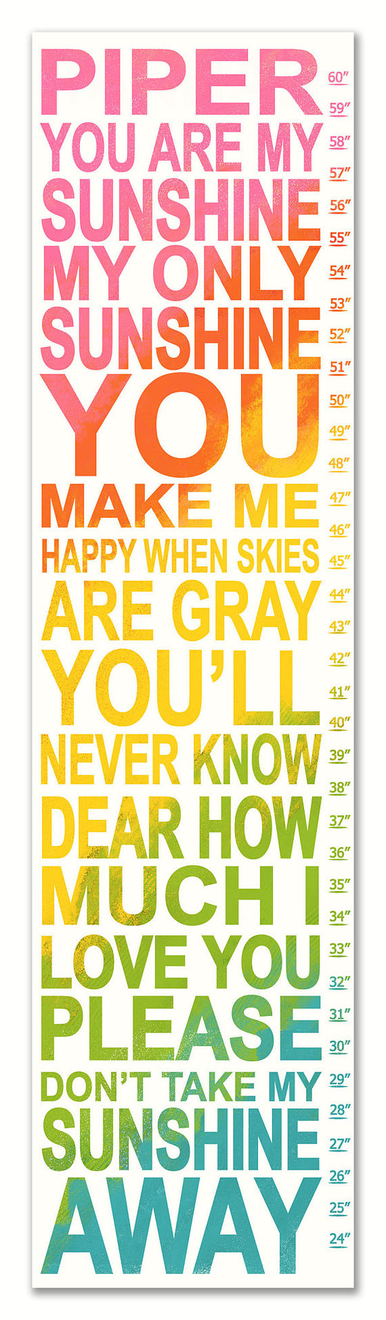 You Are My Sunshine Personalized Growth Chart - Nursery Decor