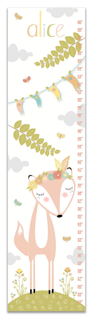 Fox Personalized Growth Chart - Nursery Decor - Baby Girl Gifts