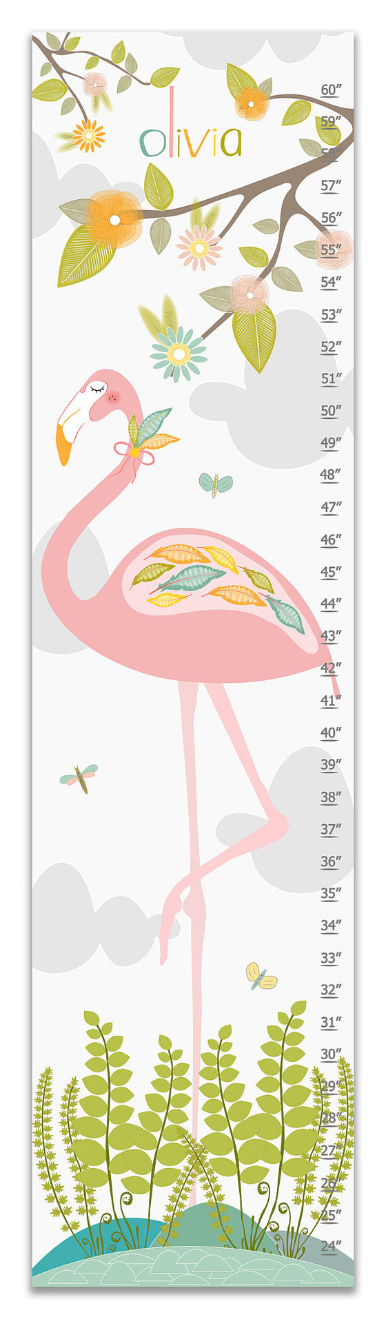 Flamingo Personalized Growth Chart - Nursery Decor - Gifts for Girls