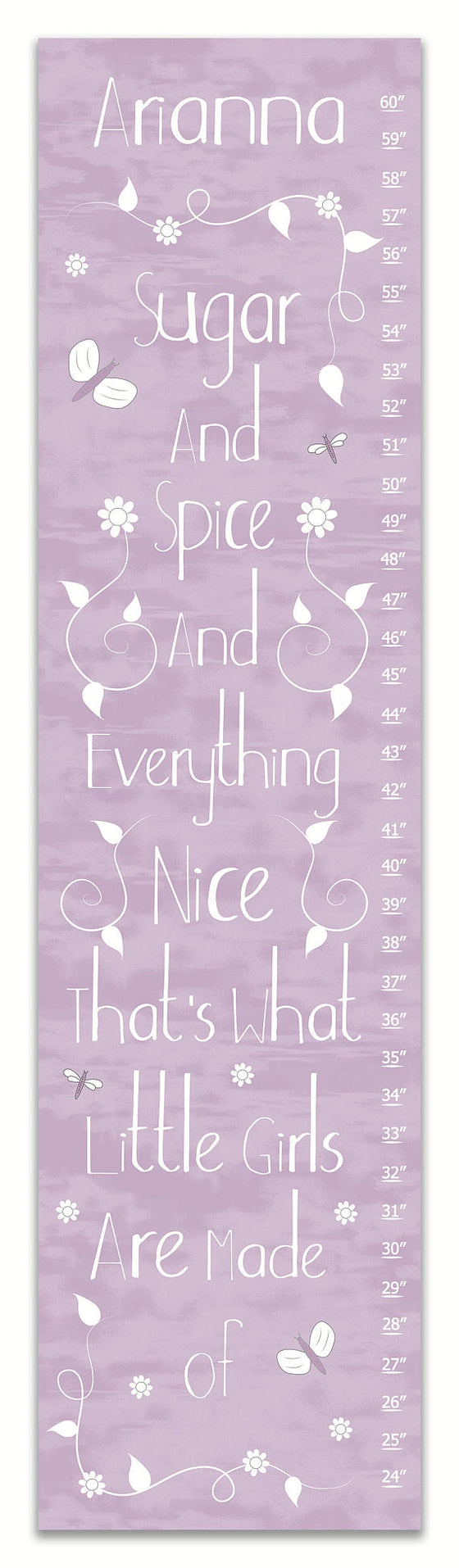 Sugar and Spice Purple Personalized Growth Chart - Nursery Decor