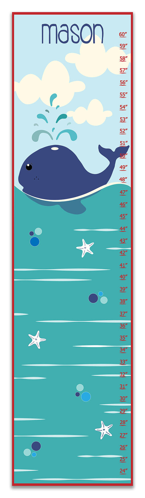 Whale Personalized Growth Chart - Gifts for Baby Boy - Nursery Decor