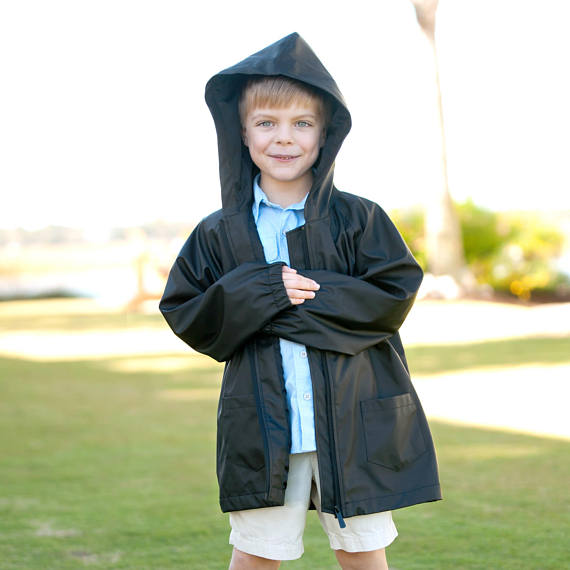 Kids' Rain Jacket - Black - Monogrammed Kids Gifts