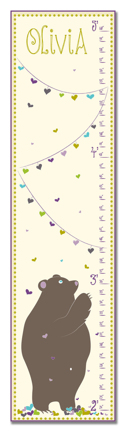 Copy of Love Bear Personalized Growth Chart - Purple