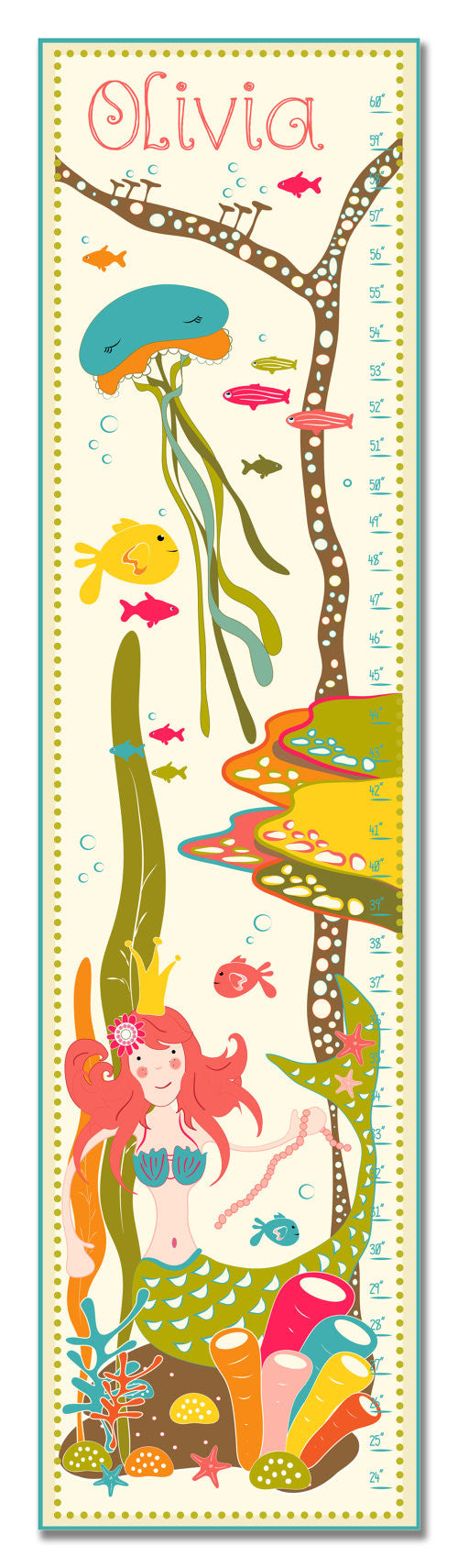 Mermaid in the Sea Personalized Growth Chart