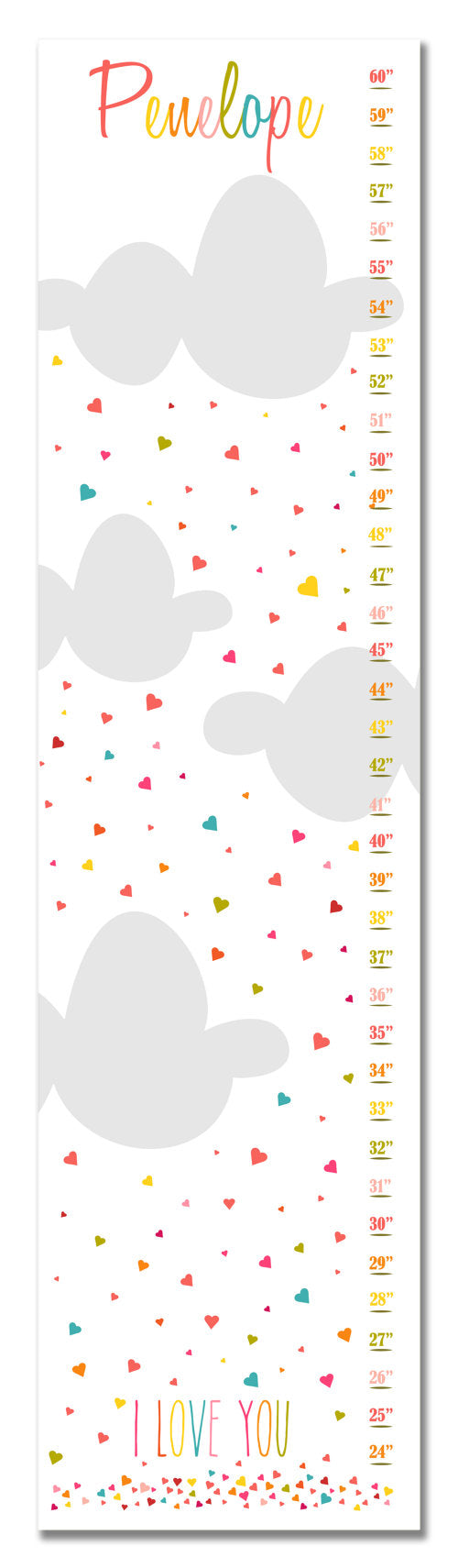I Love You Hearts Personalized Growth Chart - Children's Decor - Baby Gifts
