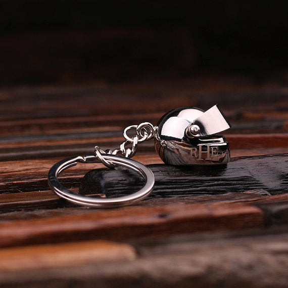 Motorcycle Helmet Key Chain and Wood Gift Box