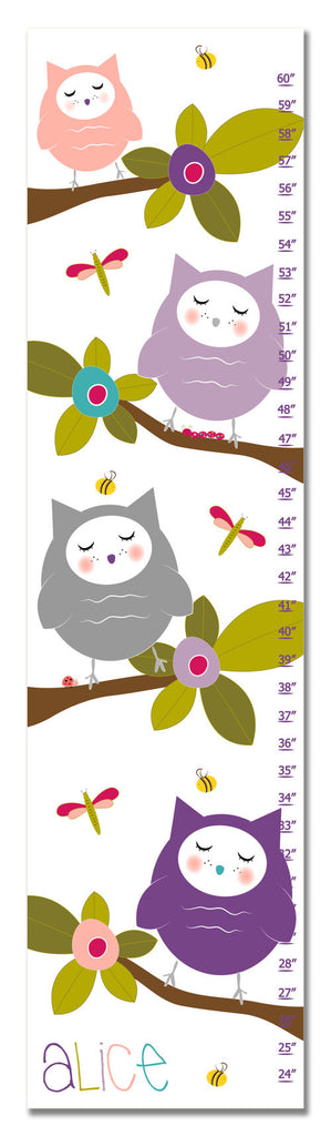 Hoot Personalized Growth Chart - Purple