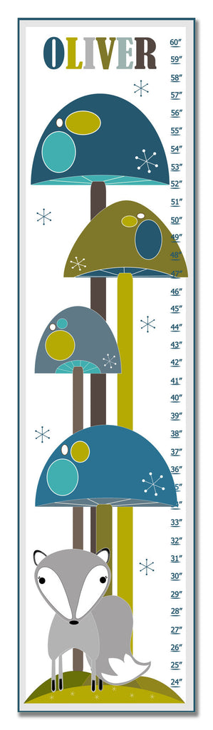 Mushroom Forest Personalized Growth Chart - Blue