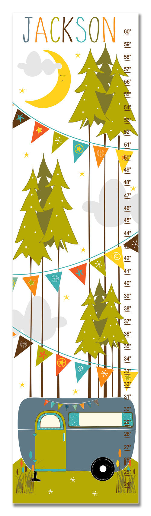 Camper Personalized Growth Chart - Slate Blue