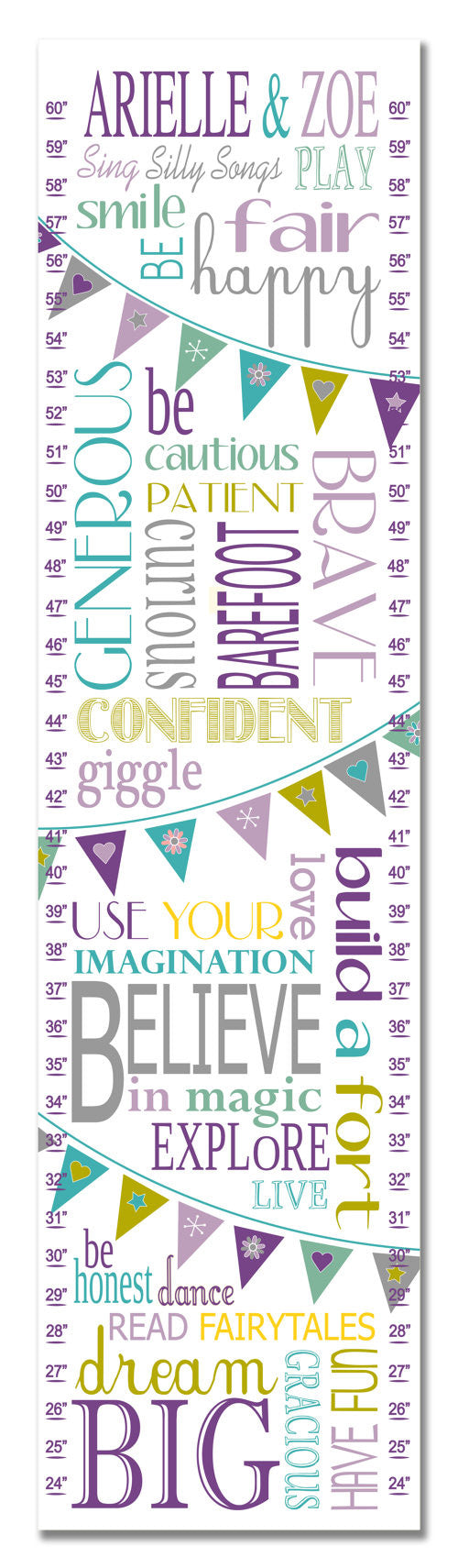 Twins Life Rules Personalized Growth Chart - Purple