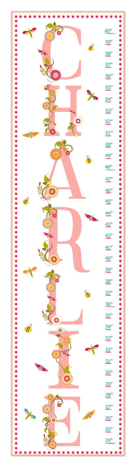Name Personalized Growth Chart - Pink | Premier Home & Gifts