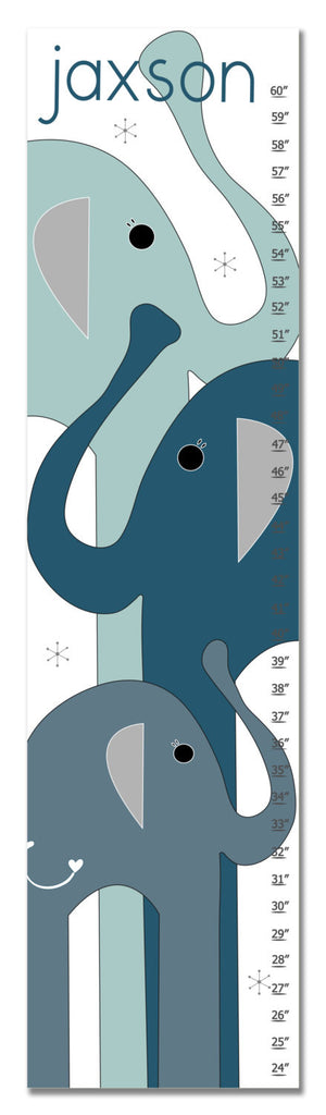 Elephants Personalized Growth Chart - Blue | Premier Home & Gifts