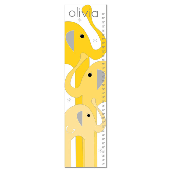 Elephants Personalized Growth Chart - Yellow | Premier Home & Gifts