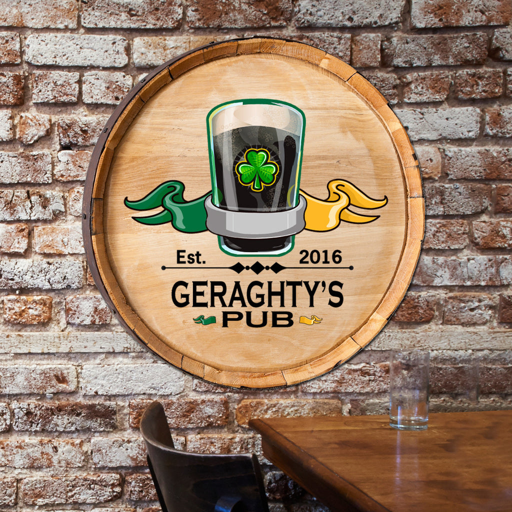 Irish Pub Barrel Wood Sign - Premier Home & Gifts