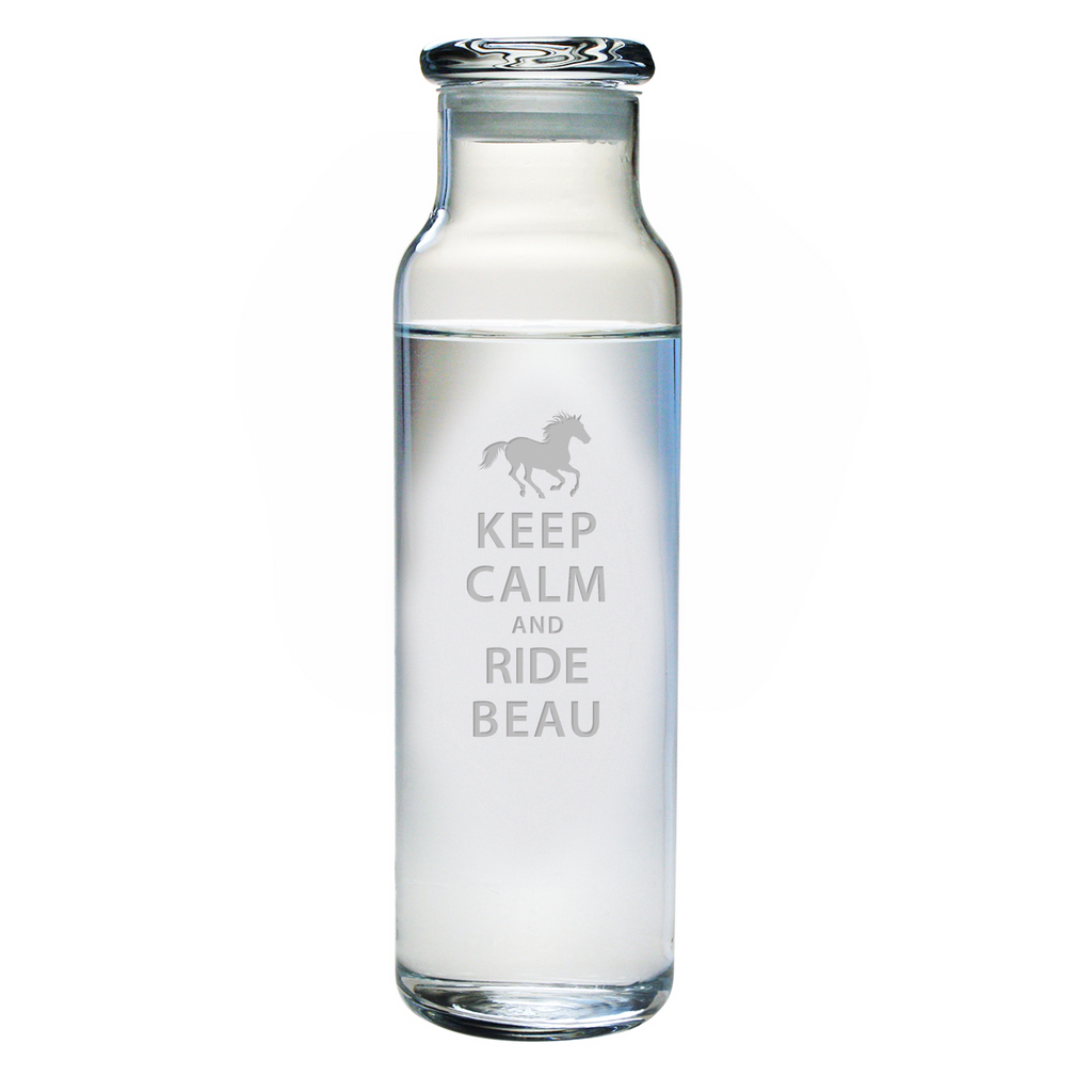 Keep Calm and Ride Water Bottle with Lid - Personalized