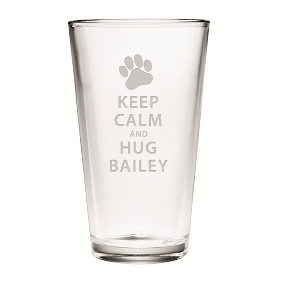 Keep Calm and Hug Personalized Pint Glasses ~ Set of 4 | Premier Home & Gifts