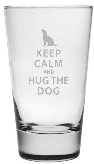 Keep Calm & Hug the Dog Pint Glasses - Set of 4