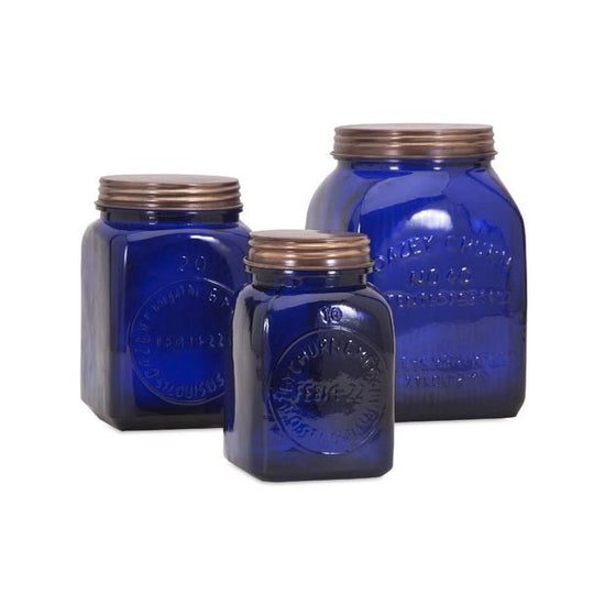 Azul Glass Canisters - Set of 3