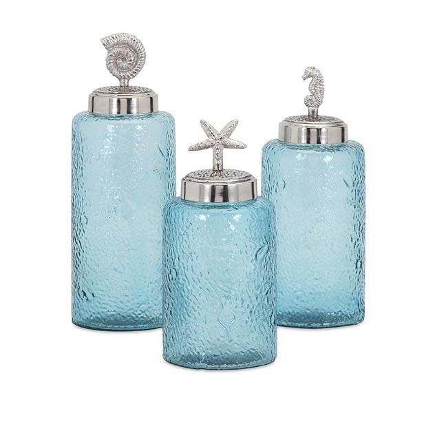Sea Life Lidded Glass Canisters - Set of 3 | Premier Home & Gifts