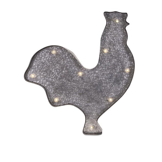 Lighted Galvanized Rooster