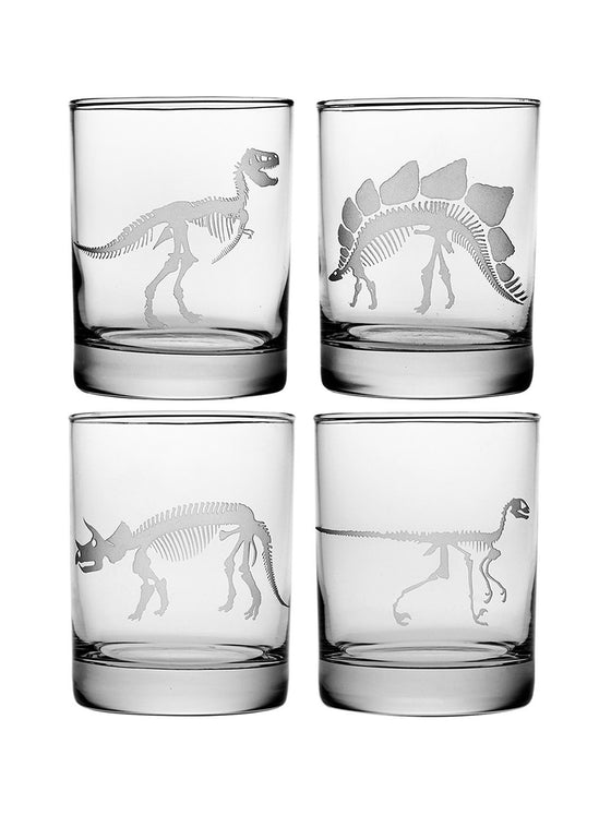 Jurassic Double Old Fashioned Glasses ~ Set of 4