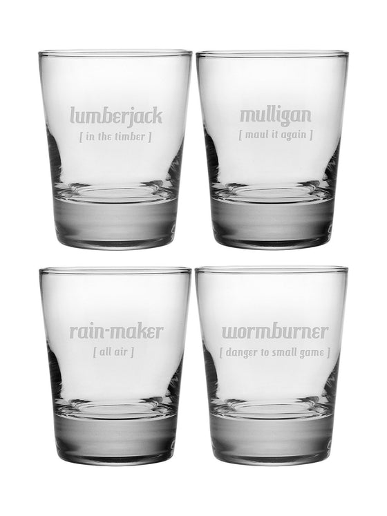 Golf Lingo Double Old Fashioned Glasses ~ Set of 4