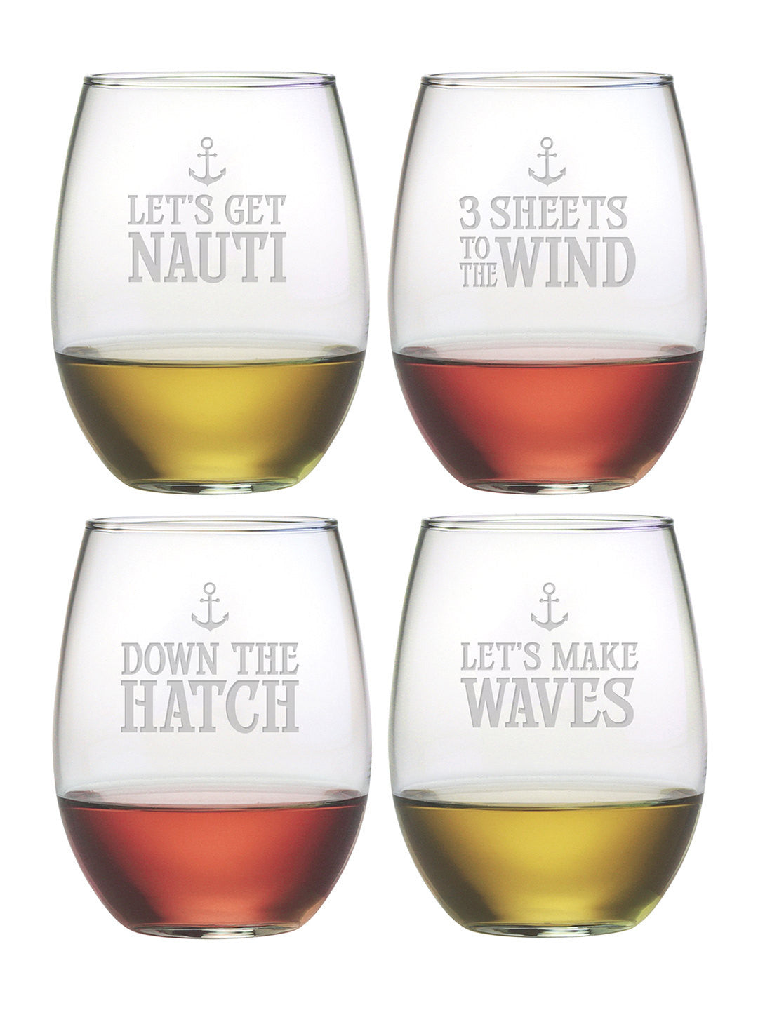Down the Hatch Wine Glasses