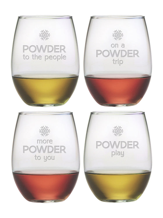 Powder Play Stemless Wine Glasses ~ Set of 4