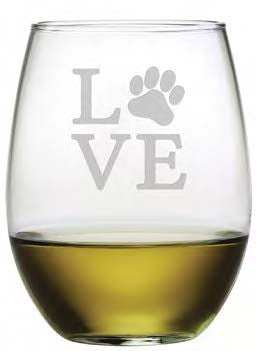 Love Paw Stemless Wine Glasses