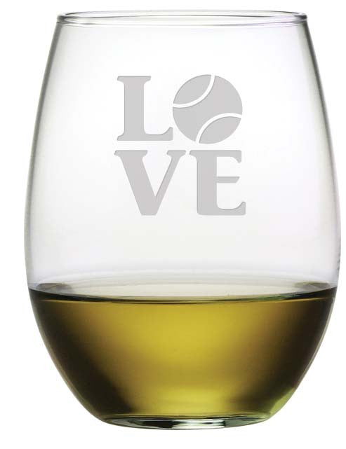 Love Tennis Stemless Wine Glasses