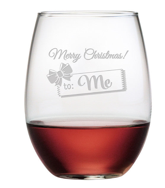 Merry Christmas to Me ~ Stemless Wine Glasses ~ Set of 4