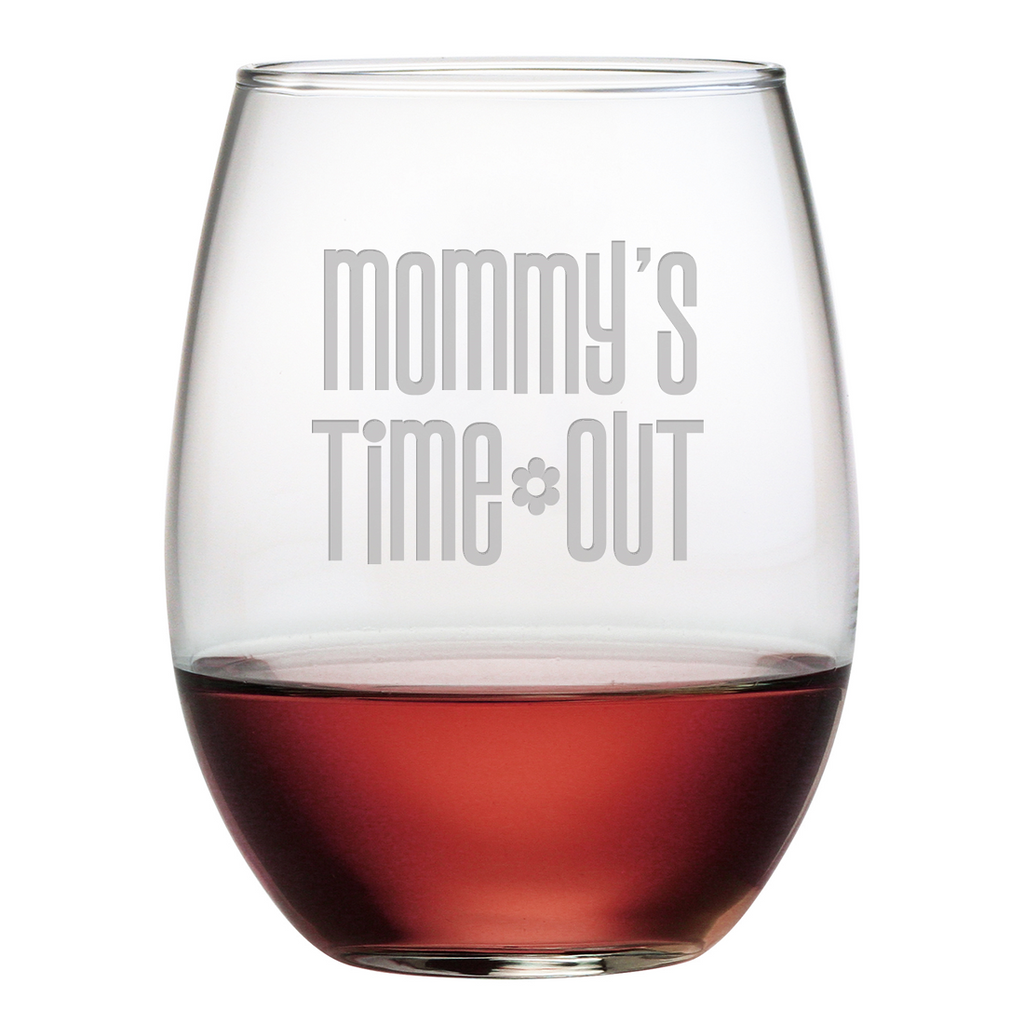 Mommy's Time Out Stemless Wine Glasses - Set of 4