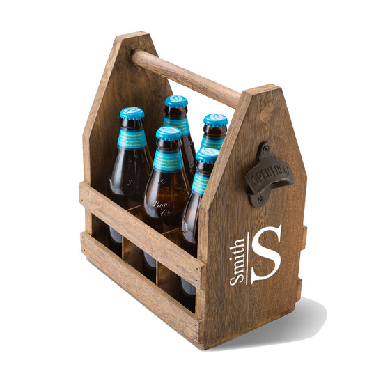 Beer Caddy with Bottle Opener - Monogram Design | Premier Home & Gifts