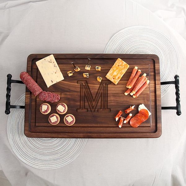 Initial Carved Walnut Serving Tray ~ Personalized