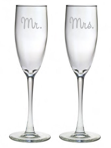 Mrs and Mrs Champagne Flutes