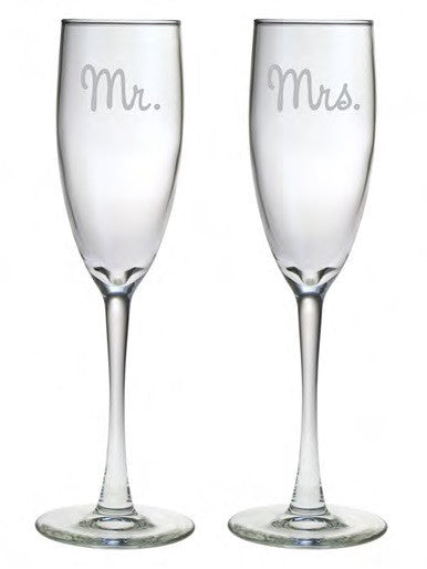 Mr. and Mrs. Champagne Glasses ~ Set of 2