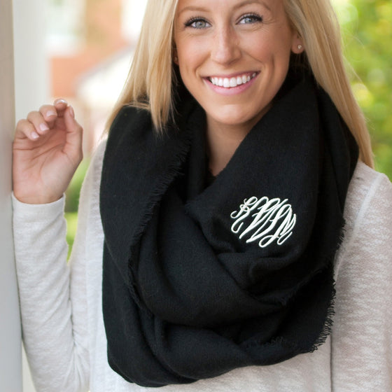 Infinity Scarf Monogrammed - Black