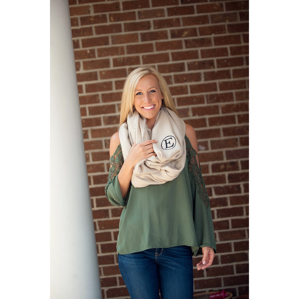 Infinity Scarf Monogrammed - Creme