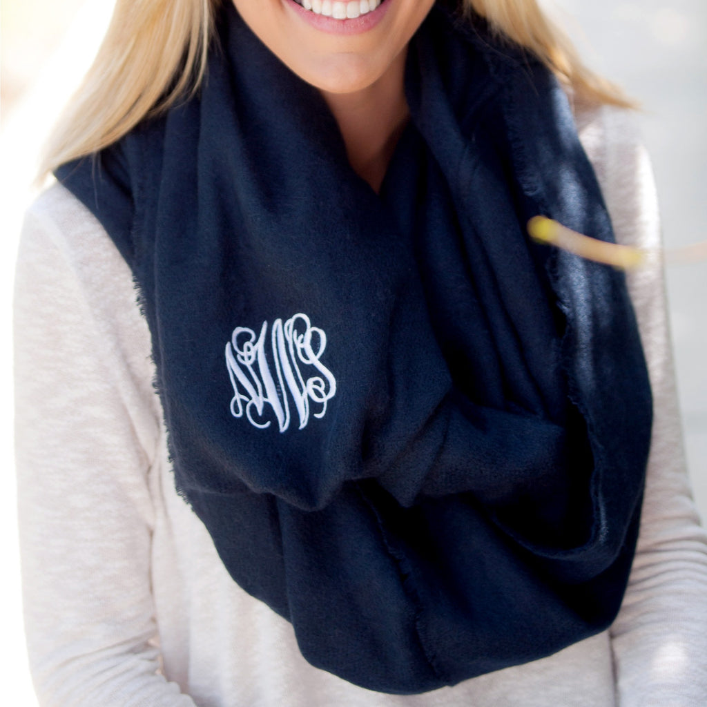 Infinity Scarf Monogrammed - Navy