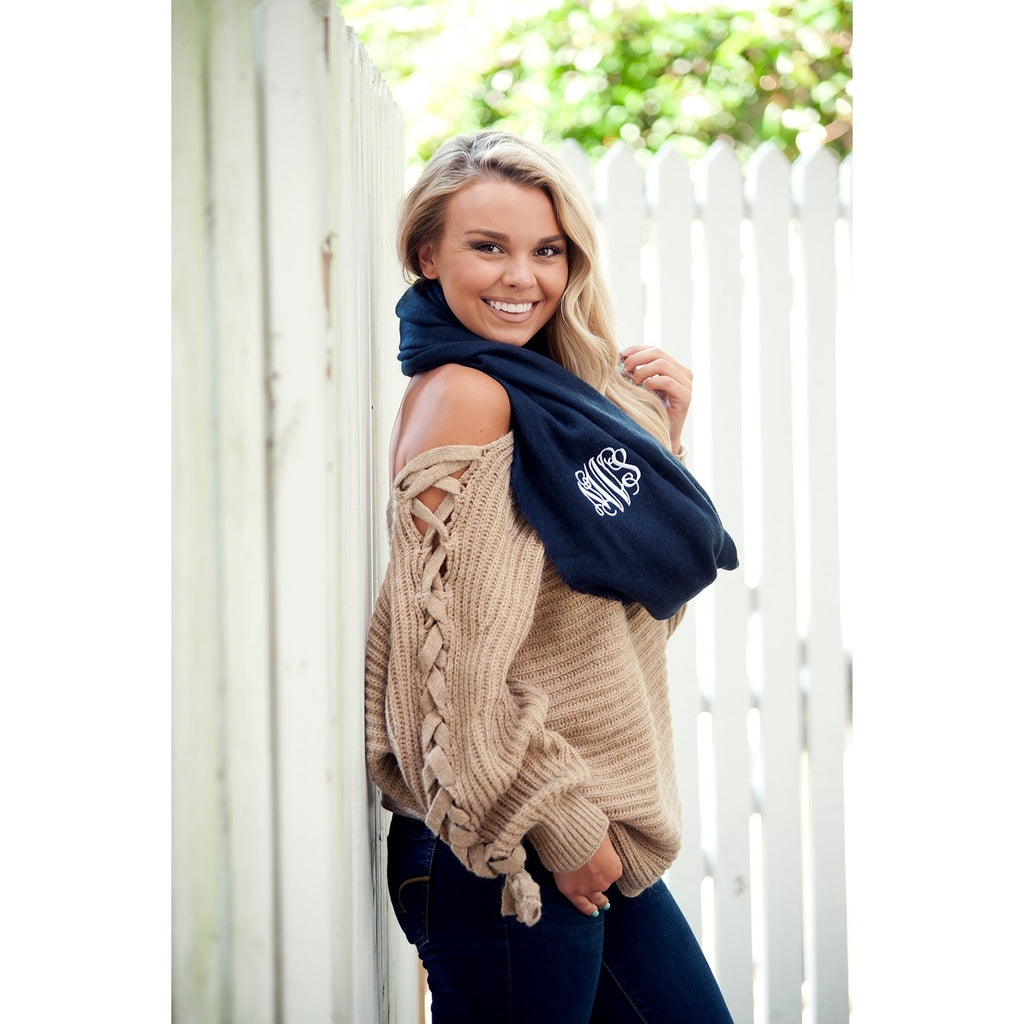 Infinity Scarf Monogrammed - Navy