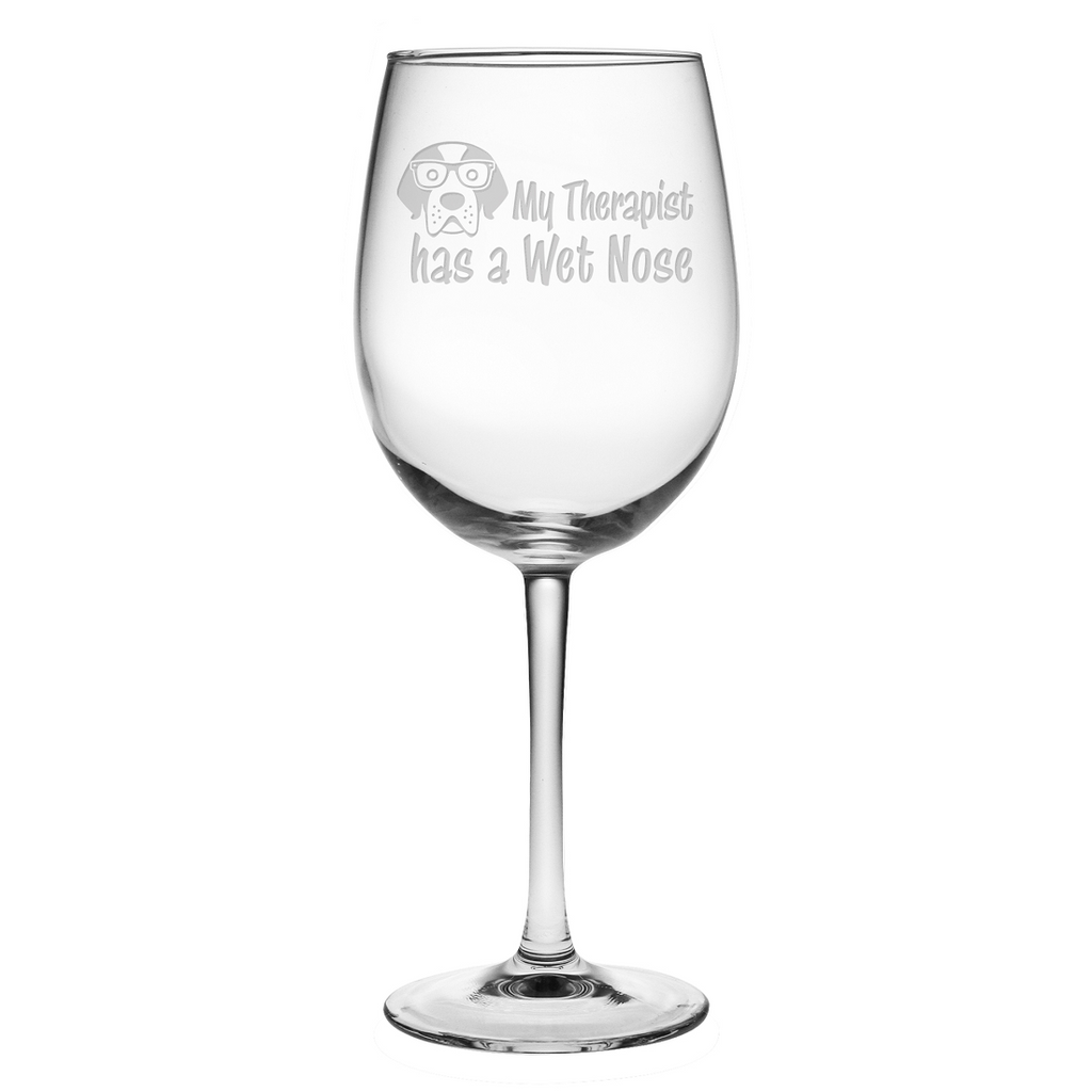My Therapist Has a Wet Nose Wine Glasses ~ Set of 4 | Premier Home & Gifts