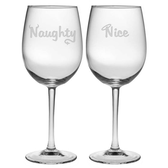 Naughty Nice Wine Glasses ~ Set of 2