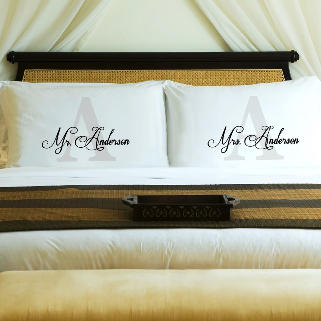 Mr. & Mrs. Initial Pillow Cases - Personalized