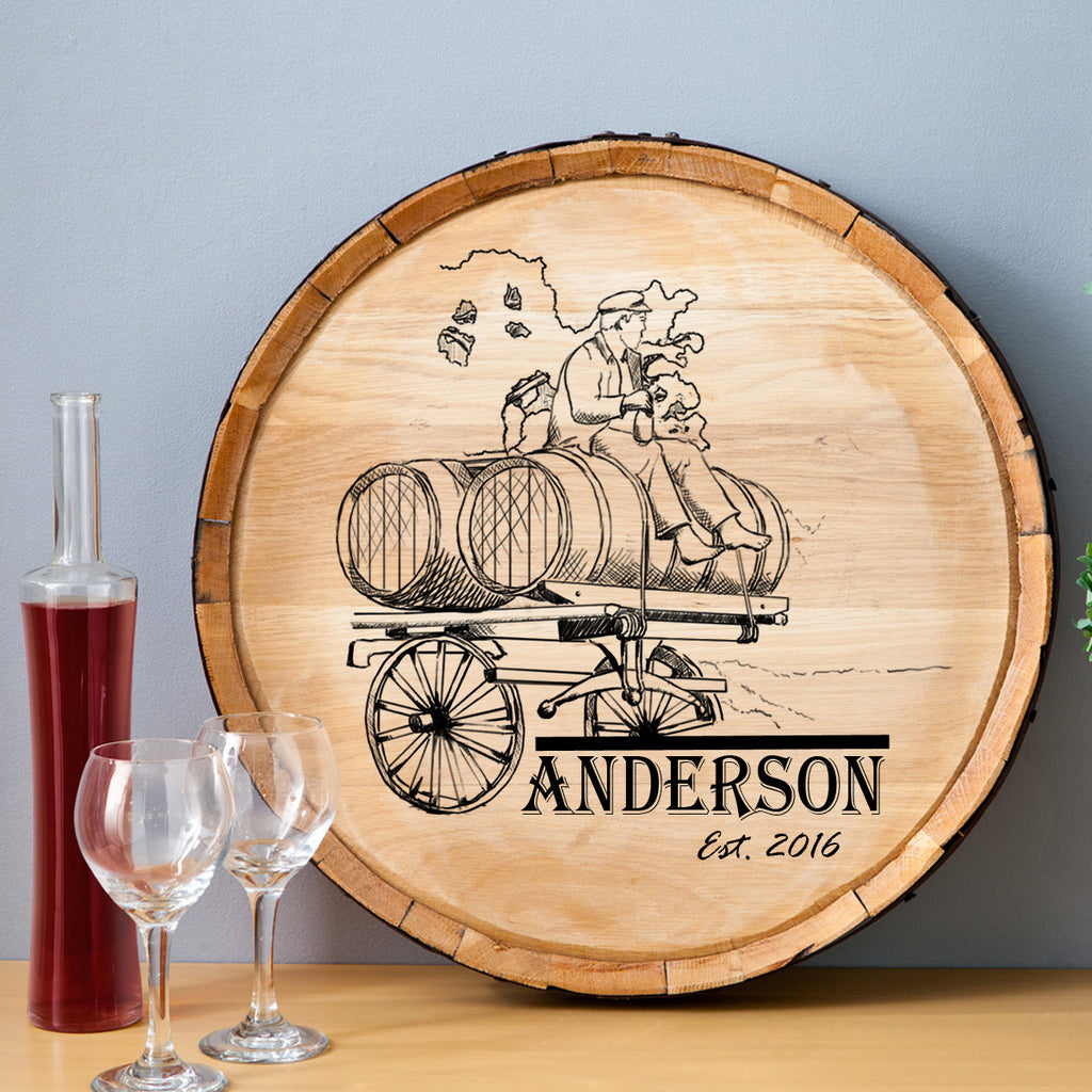Wine Barrel Wagon Wood Sign - Premier Home & Gifts