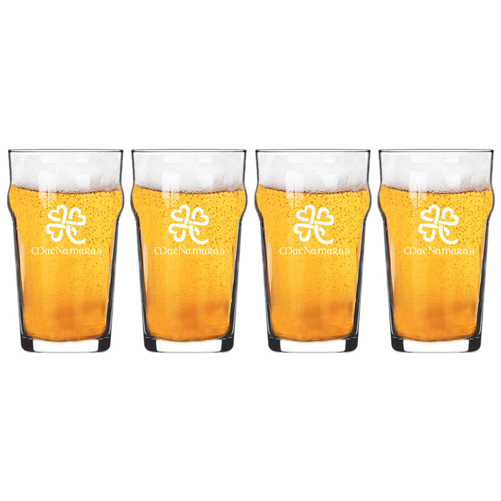Heart Clover Nonic Beer Glasses ~ Personalized