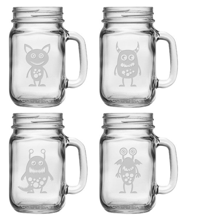 Not So Scary Monsters Mason Jars w/Handles
