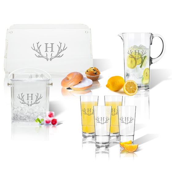 Antler Initial Outdoor Acrylic Entertaining Set - Premier Home & Gifts