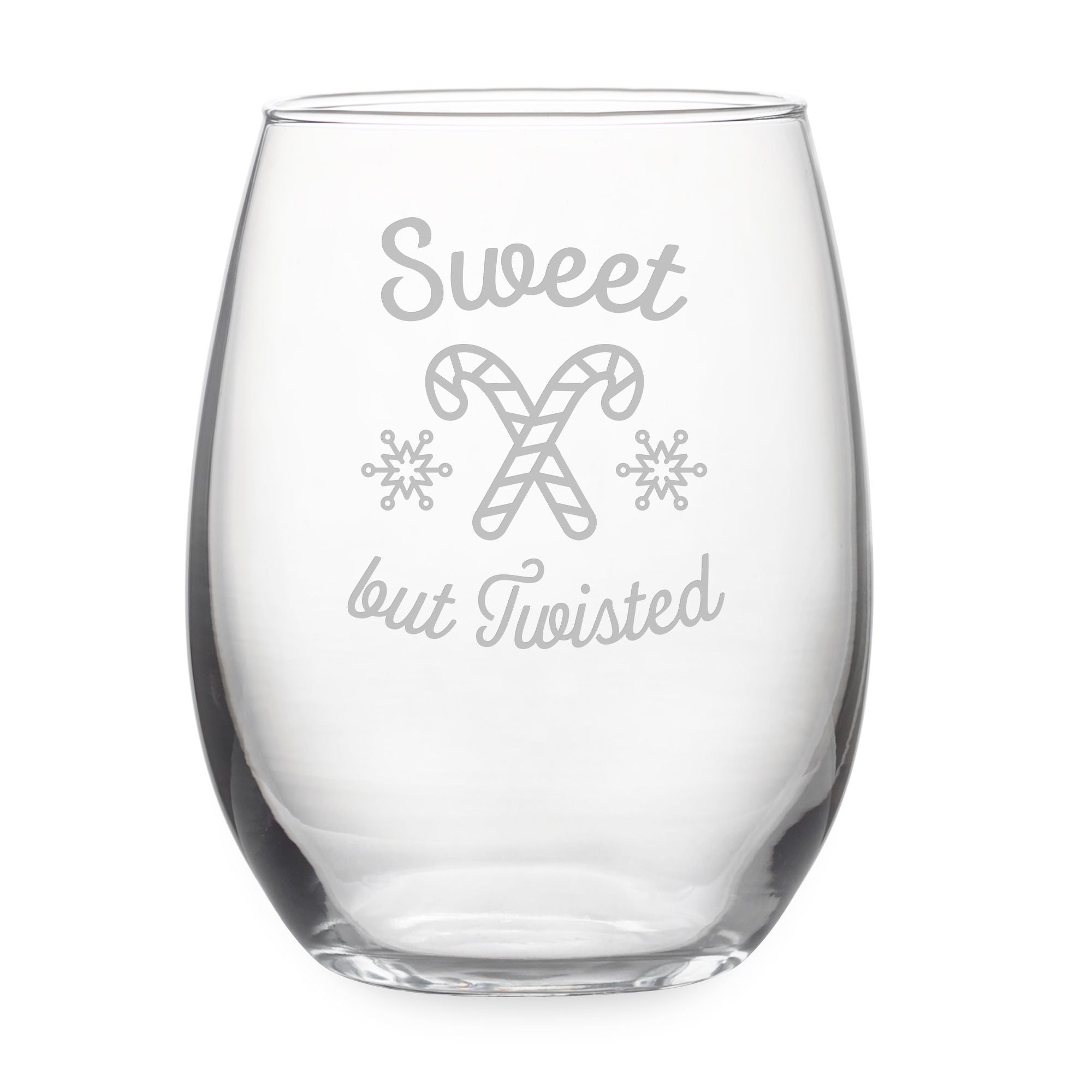 Sweet but Twisted Stemless Wine Glasses ~ Set of 4