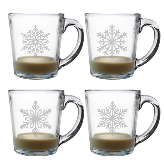 Paper Snowflakes Coffee Mugs ~ Set of 4