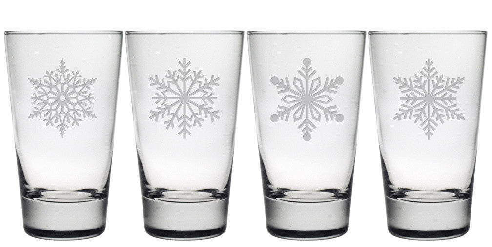 Paper Snowflakes Highball Glasses ~ Set of 4